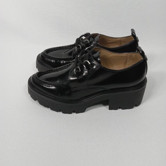 SAM EDELMAN 'Monna' Black Lug Sole Lace-up Oxford Womens Size 8 - Picture 3 of 15